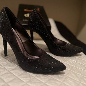 DIBA Size 10 Black Rhinestone Sparkly Heels